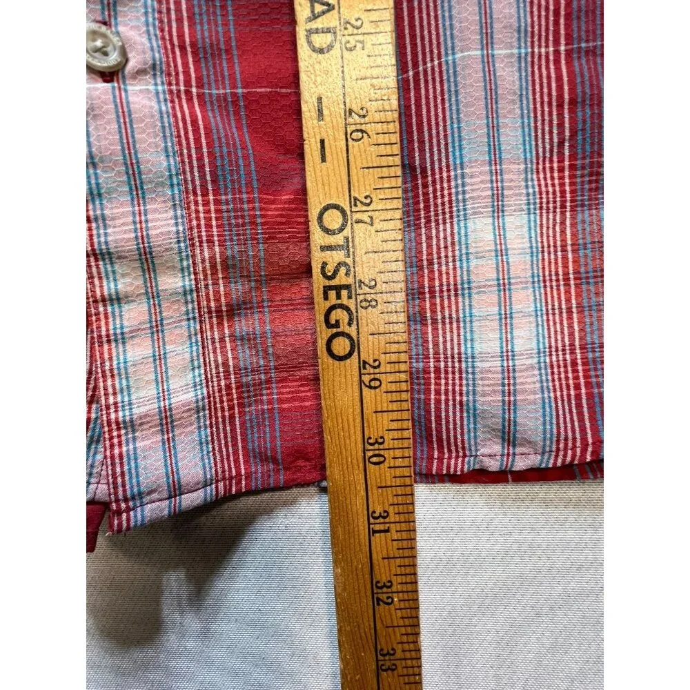 Eddie Bauer Men's Button Up Shirt Short Sleeve Size 2XL Red White Plaid Pockets - Picture 6 of 9